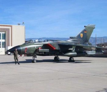A fighter jet parked on a runway at Holloman Air Force Base in Otero, NM