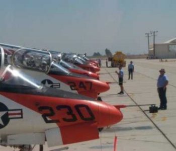 Fighters jet parked on a runway at NAS Kingsville Navy Base in Kingsville, TX