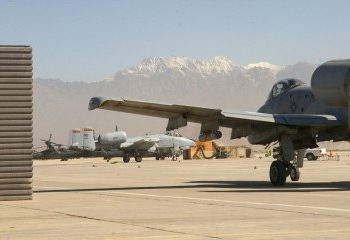 A-10 aircraft on runway at Bagram Air Base in Parvan Province, Afghanistan