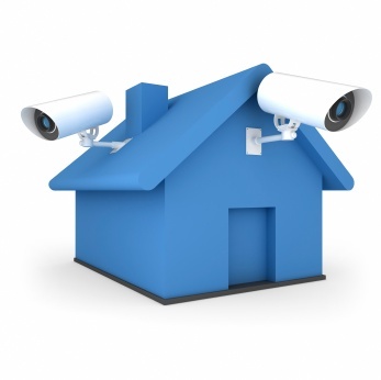vector image of a house with security cameras