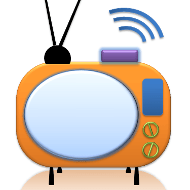 Vector image of TV set with rabbit ears and a wi-fi streaming box