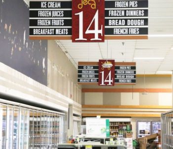 Aisle markers inside Fort Huachuca Commissary