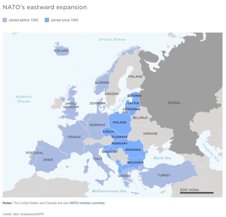 Map of NATO Countries and Ukraine